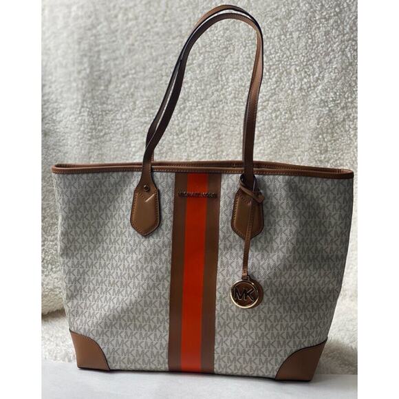 Michael Kors Eva MK Signature PVC Large Tote Clementine